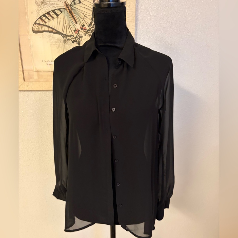 LC Lauren Conrad Black Long Sleeve with Lace Detail Size Small
